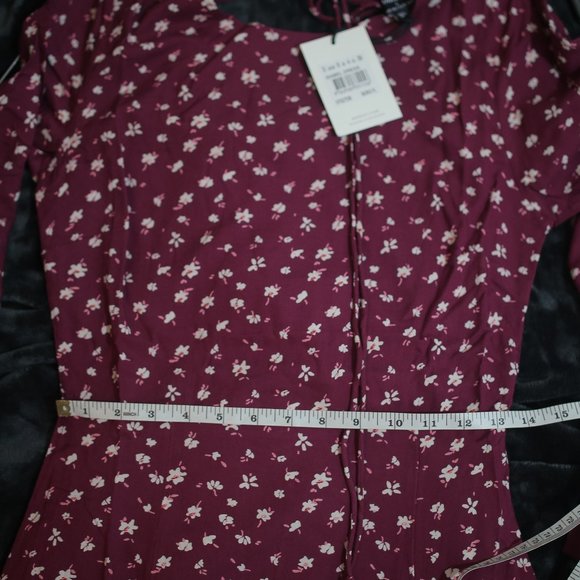 NWT Bardot & Revolve Burgundy Floral Open Back Midi Dress. - Picture 12 of 14